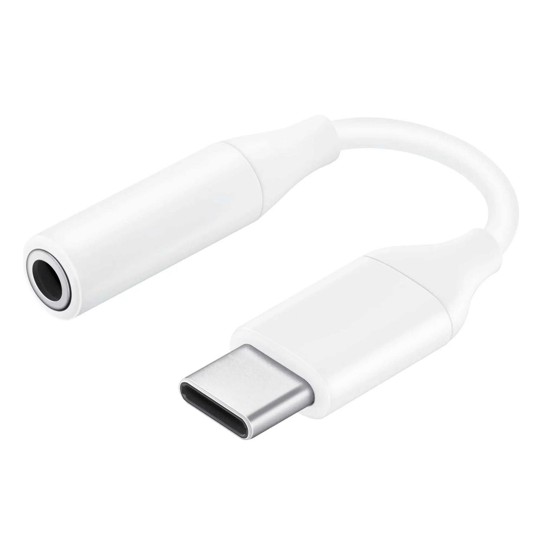 Samsung USB-C Audio-Adapter mit 3,5 mm Klinkenstecker zum Anschluss kabelgebundener Kopfhörer an Geräte ohne Kopfhörerbuchse.