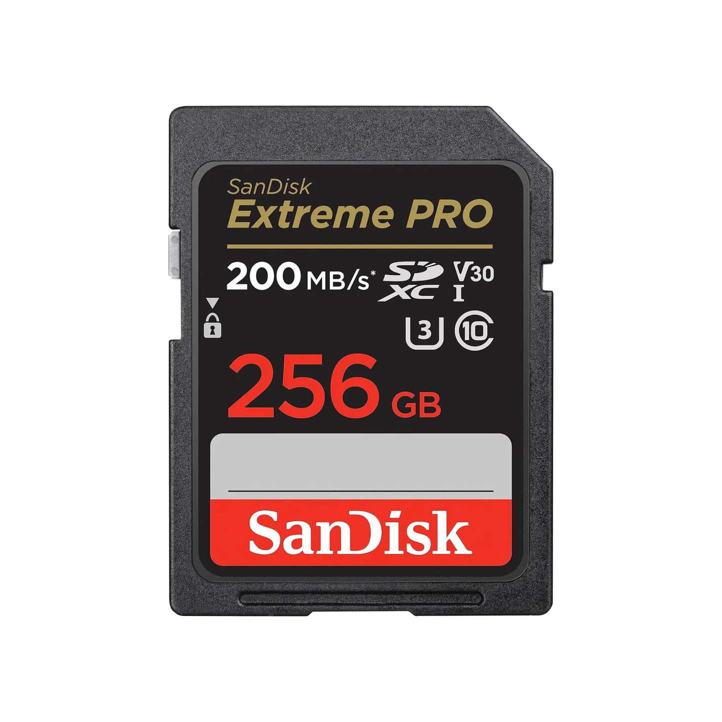 SanDisk Extreme Pro SDXC Speicherkarte 256 GB mit 200 MB/s für schnelle Foto- und Videoaufnahmen.