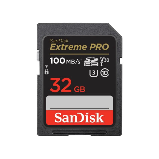 SanDisk Extreme Pro SDXC Speicherkarte 32 GB mit 100 MB/s für schnelle Foto- und Videoaufnahmen.
