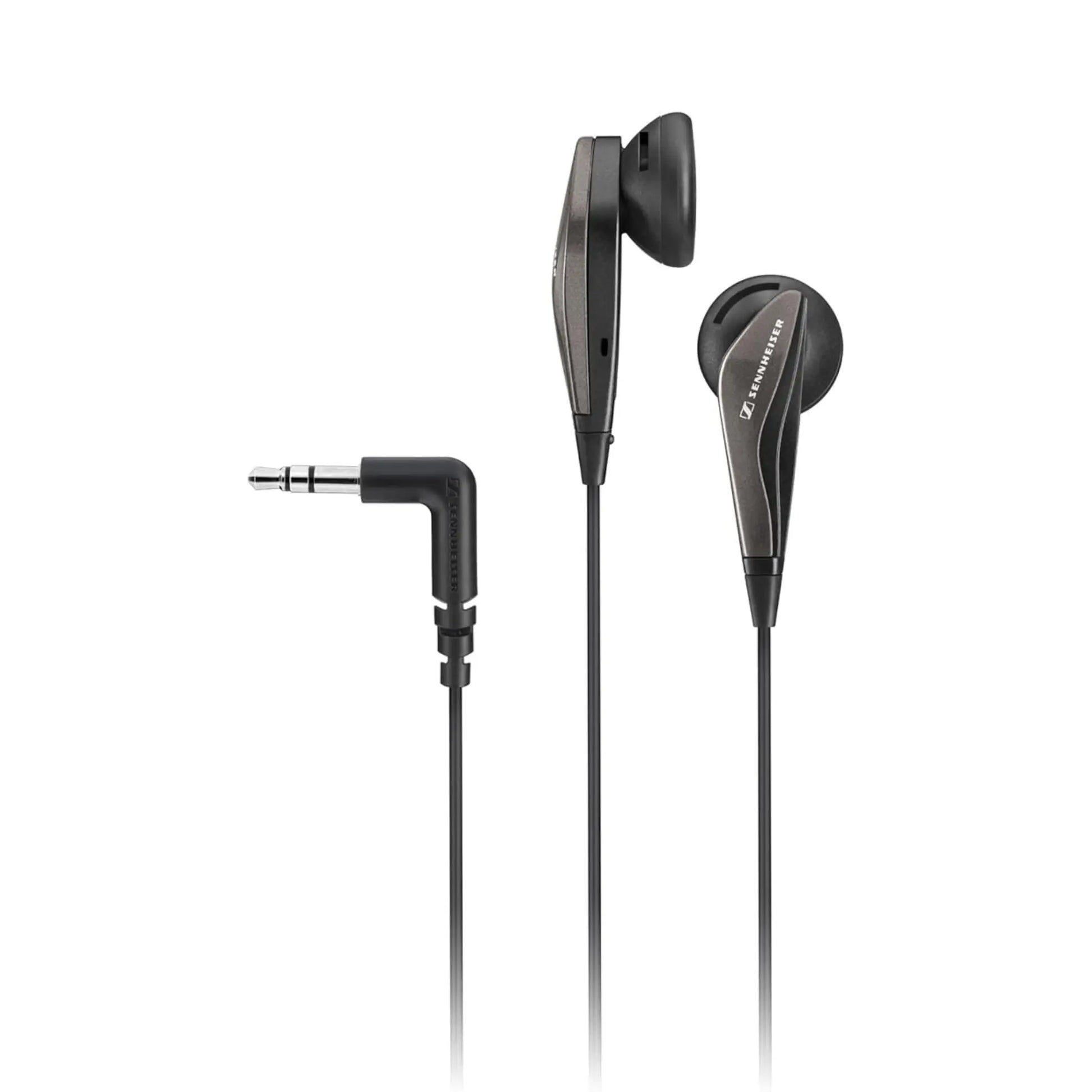 Das Bild zeigt die Sennheiser MX375 In-Ear Kopfhörer in Schwarz aus der Frontansicht.