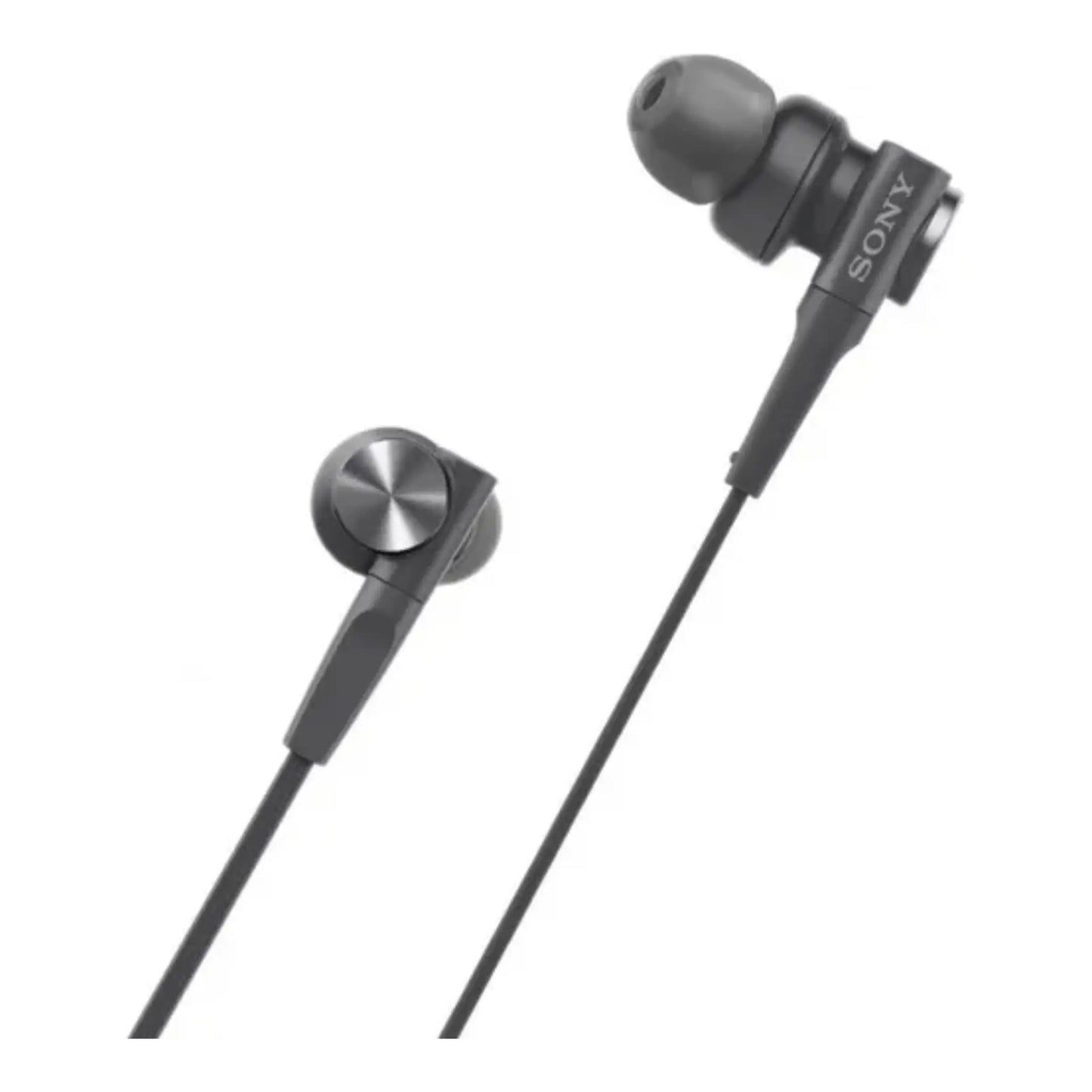 Das Bild zeigt die Sony MDR-XB55AP In-Ear-Kopfhörer in Schwarz aus der Schrägansicht.