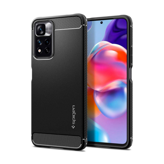 Spigen Rugged Armor, matte black - Für Xiaomi POCO X4 NFC/Für Xiaomi 11i HC 5G/11i 5G/Redmi Note 11 Pro+ 5G