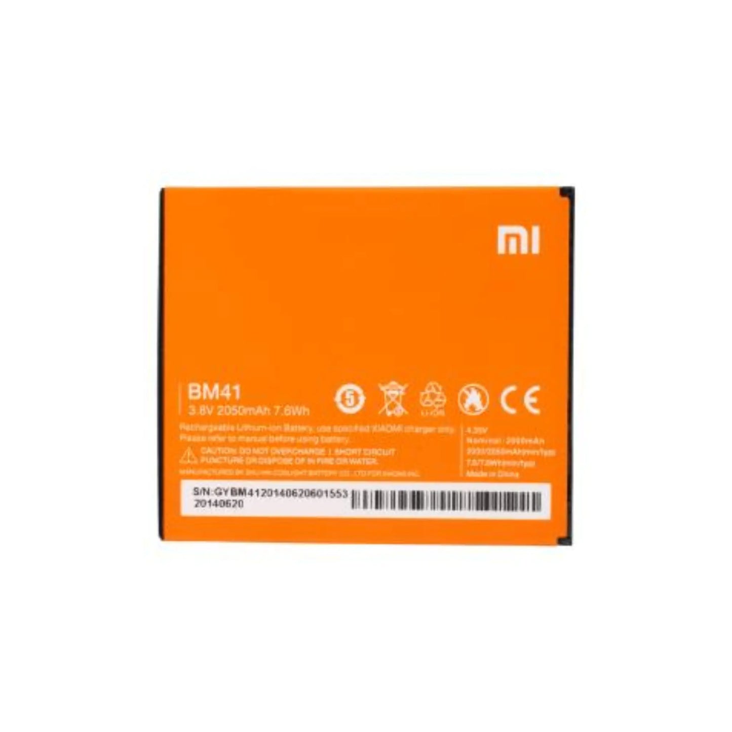 Auf diesem Produktbild wird der Xiaomi Akku BM41 Li-Ion 4.35 Volt 2000 mAh abgebildet.