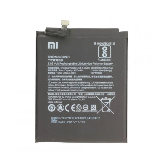 Auf diesem Produktbild wird der Xiaomi Akku BN31 Li-Ion-Polymer 3.85 Volt 3000 mAh abgebildet.