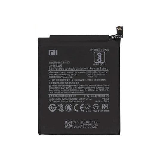 Auf diesem Produktbild wird der Xiaomi Akku BN43 Li-Ion-Polymer 3.85 Volt 4100 mAh abgebildet.