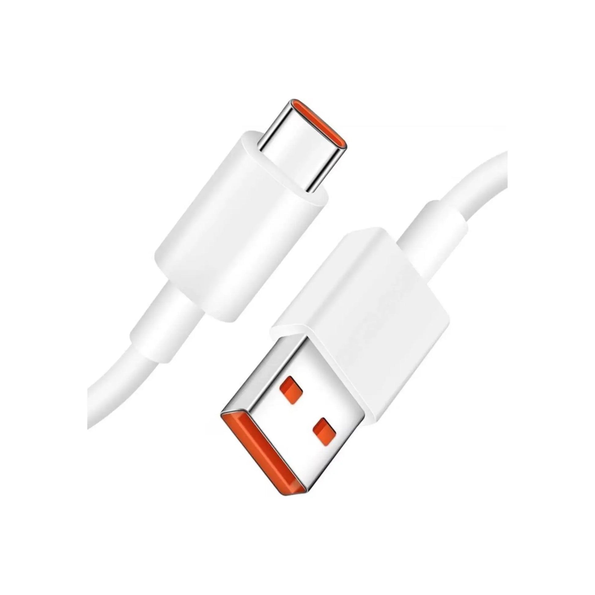 Das Bild zeigt das Xiaomi Ladekabel USB-C in Weiß aus der Schrägansicht.