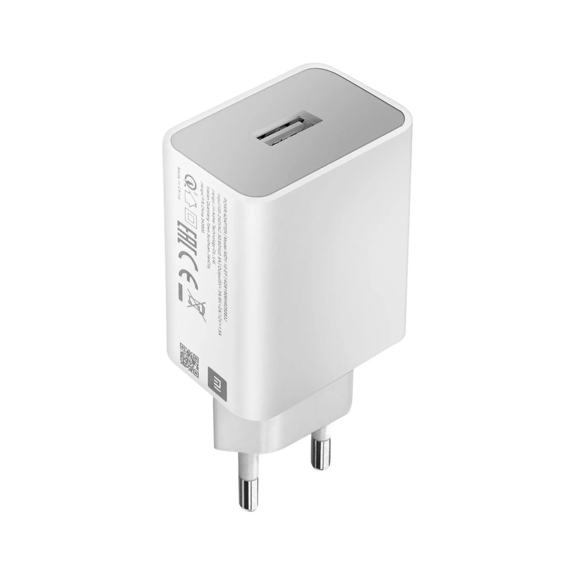Das Bild zeigt das Xiaomi MDY-10-EF Ladegerät 18 Watt in Weiß aus der Nahansicht.