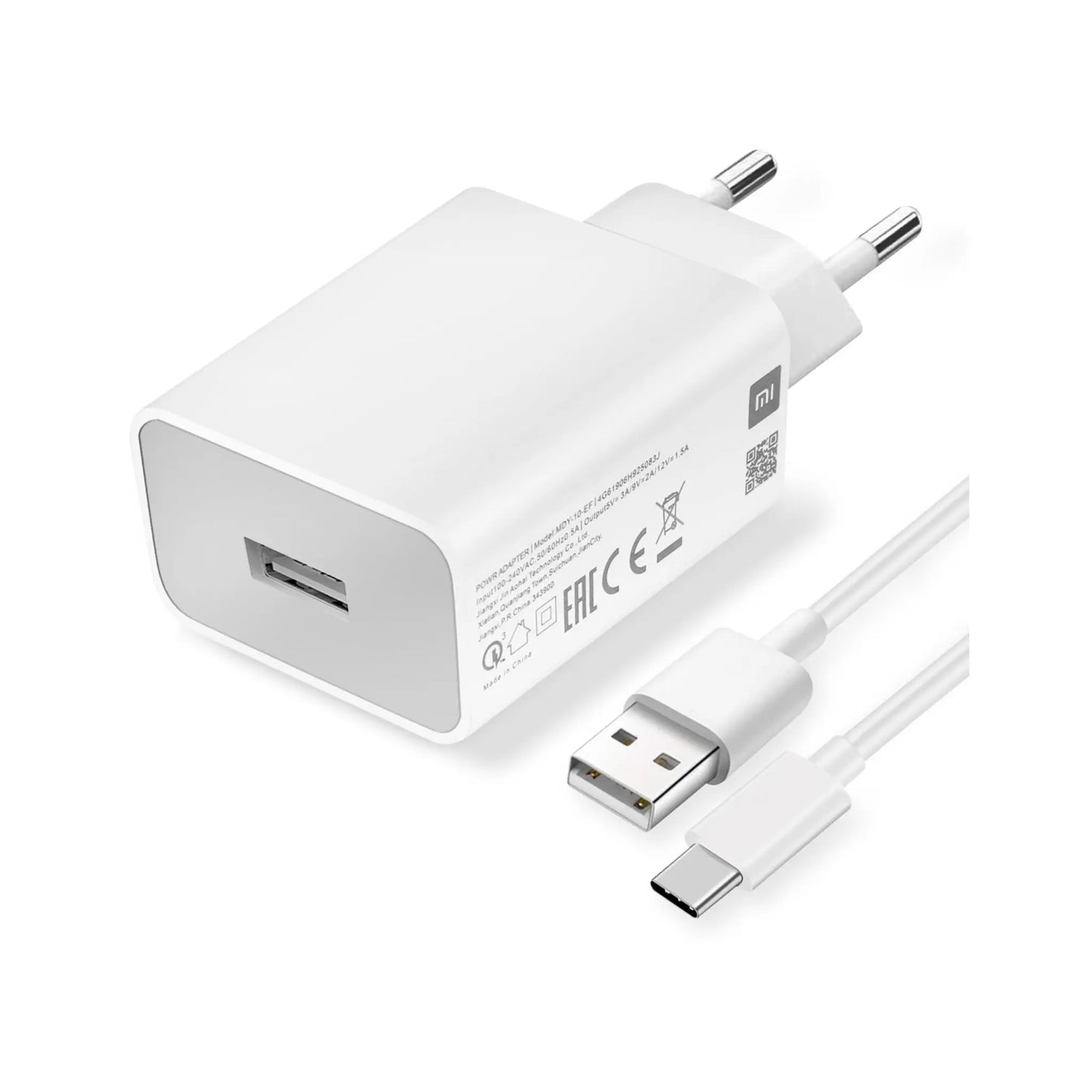 Das Bild zeigt das Xiaomi MDY-10-EF Ladegerät 18W inkl. Ladekabel USB-C.