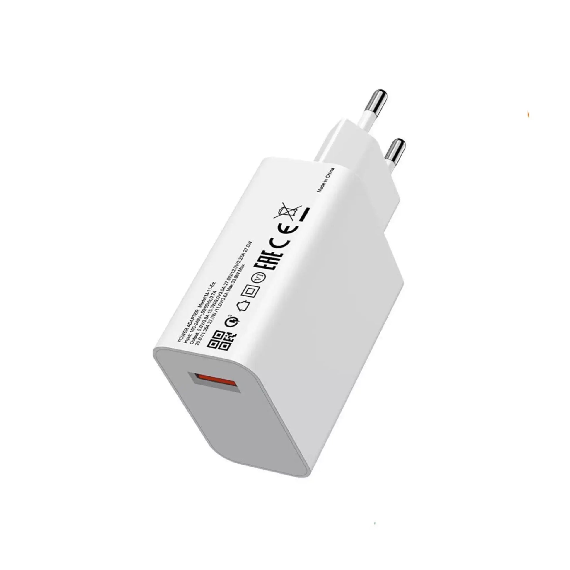 Das Bild zeigt das Xiaomi MDY-11-EZ Ladegerät 33W in Weiß aus der Seitenansicht. 