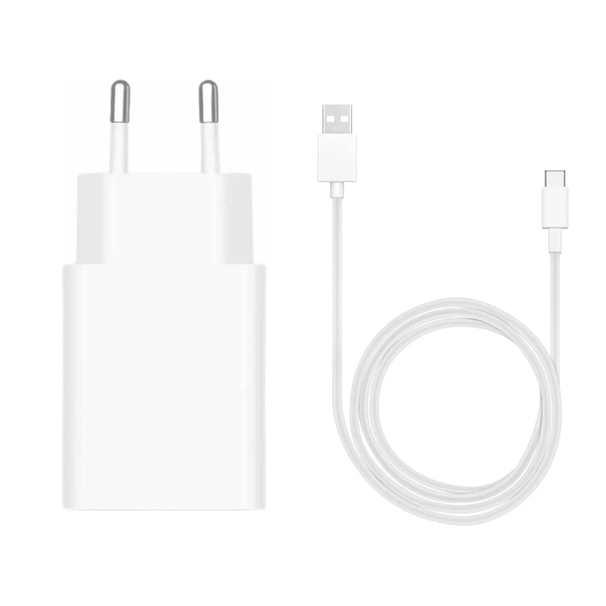 Das Bild zeigt das Xiaomi MDY-11 Ladegerät 22,5W inkl. Ladekabel USB-C in Weiß aus der Frontansicht.