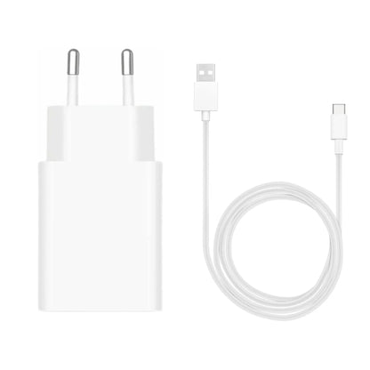 Das Bild zeigt das Xiaomi MDY-11 Ladegerät 22,5W inkl. Ladekabel USB-C in Weiß aus der Frontansicht.