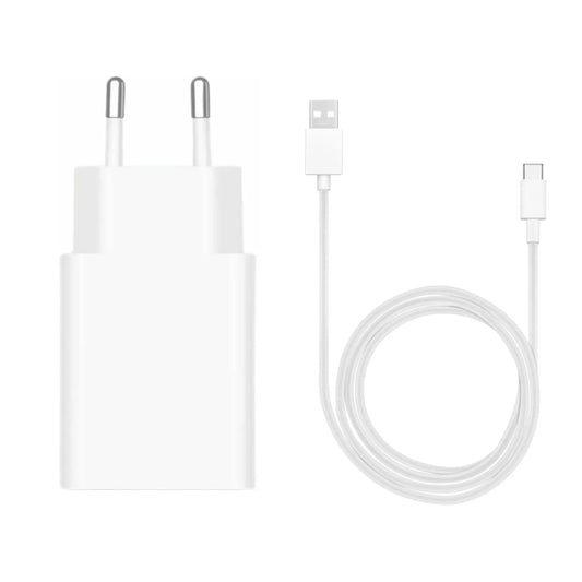 Das Bild zeigt das Xiaomi MDY-11 Ladegerät 22,5W inkl. Ladekabel USB-C in Weiß aus der Frontansicht.