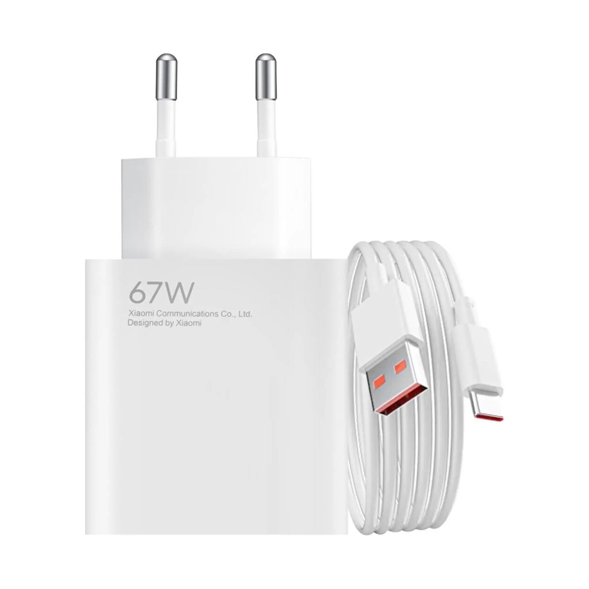 Das Bild zeigt das Xiaomi MDY-12 Ladegerät 67W inkl. Ladekabel USB-C in Weiß aus der Detailansicht. 