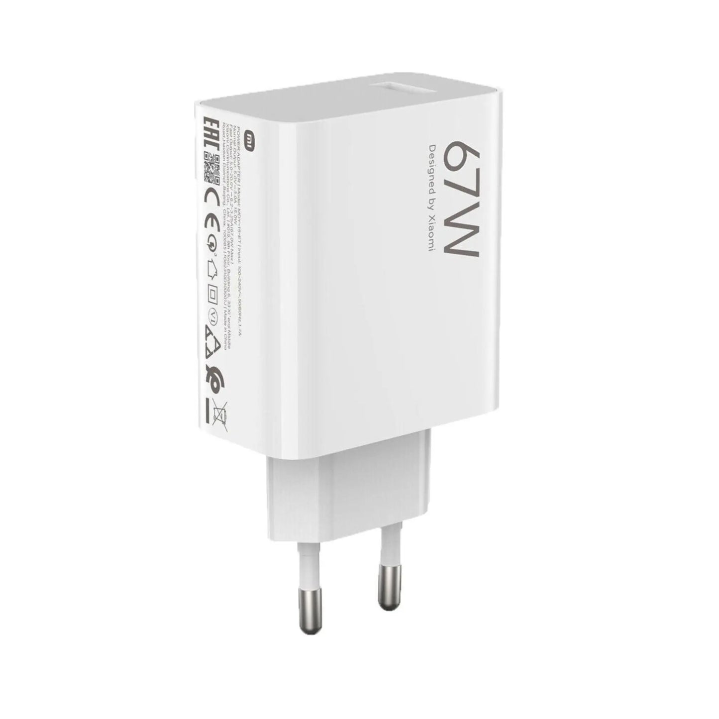 Das Bild zeigt das Xiaomi MDY-12 Ladegerät 67W in der Schrägansicht.